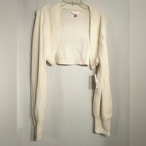 WOMENS NEW 3XL XXXL IVORY LONG SLEEVE ACRYLIC SHRUG WRAP OPEN FRONT SWEATER